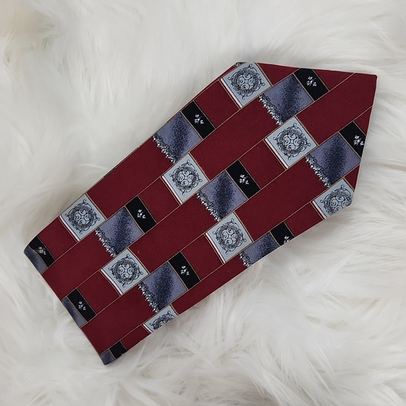 Town Craft, Men's Burgandy, gray & black Tie, - Picture 3 of 5